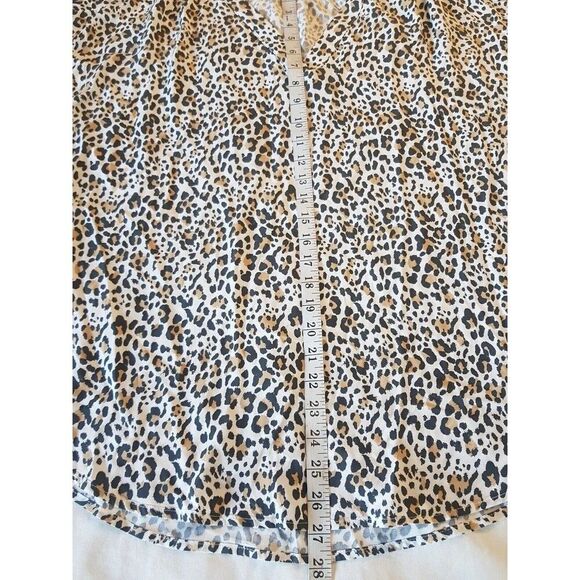 Gap Womens Blouse V Neckline Top Leopard Print Short Sleeve Plus Size XXL - Picture 12 of 12